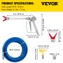 VEVOR Airless Paint Spray Hose Kit, 50ft 3600 PSI, High Pressure Fiber-Nylon Tube with 8" Extension Rod Pole, Including 517 Tip and Tip Guard, 1/4" Swivel Joint for Homes Buildings Decks or Fences