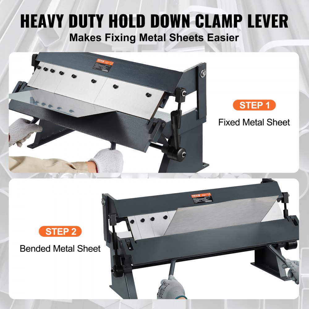 VEVOR Box and Pan Brake, 24-Inch, 0-130 Degrees Sheet Metal Bending Brake, Portable Metal Bender with 20 Gauge Low Carbon Steel 14 Gauge Aluminum Capacity, 5 Adjustable Fingers for Metal Bending
