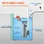 VEVOR Submersible Water Pump, 1300W 20000L/H, with 10 m Cord and Automatic Tethered Float Switch, Stainless Steel and Cast Iron for Dirty or Clean, Empty Garden Ponds, Swimming Pools, Hot Tubs