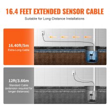 VEVOR Sump Pump Alarm With Dual Sensors Loud Alarm Long Cable for Sewage Pits