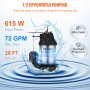 VEVOR Sump Pump, 1/2 HP 3960 GPH, Submersible Cast Iron Stainless Steel Water Pump, 1-1/2" NPT Discharge With 10 ft Cord, Automatic Float Switch with Piggy-back Plug, for Indoor Basement Water Basin
