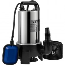 VEVOR Submersible Water Pump, 1100W 20000L/H, w/ 10 m Cord and Automatic Tethered Float Switch, Portable Stainless Steel for Dirty or Clean, Drain Floods, Empty Garden Ponds, Swimming Pools, Hot Tubs