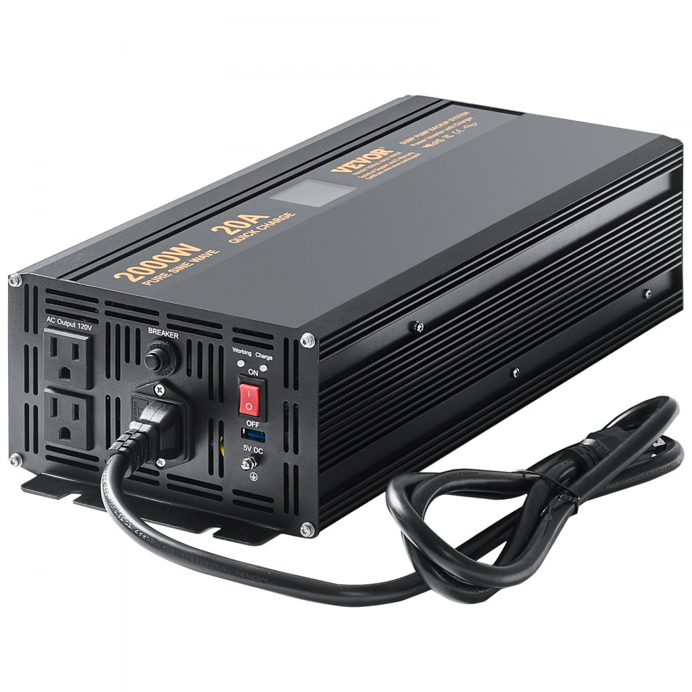 VEVOR 2000W Sump Pump Battery Backup with LCD, Automatically Shifts to Inverter Power Ensuring Uninterrupted Operation, Essential for Emergencies & Power Failures