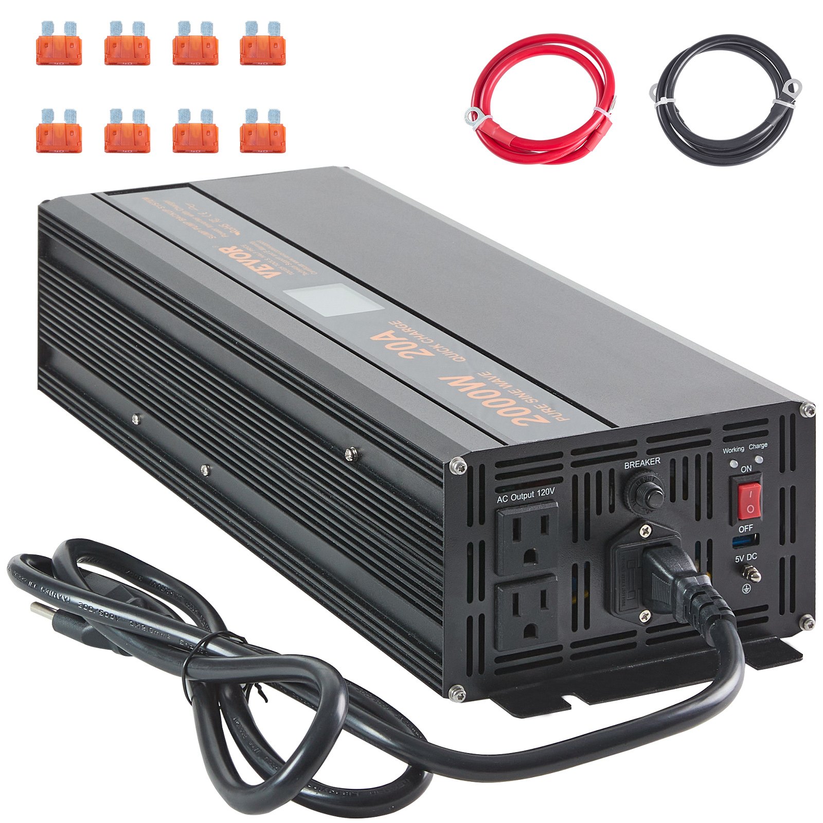 VEVOR 2000W Sump Pump Battery Backup with LCD, Automatically Shifts to Inverter Power Ensuring Uninterrupted Operation, Essential for Emergencies & Power Failures