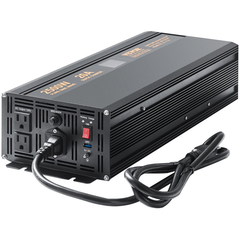 VEVOR 2500W Sump Pump Battery Backup System, LCD Display, Auto Switches to Battery Inverter Power for Continuous Sump Pump Operation, Sump Pump Battery Backup Inverter for Emergency and Power Outage