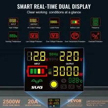 VEVOR 2500W Sump Pump Battery Backup System, LCD Display, Auto Switches to Battery Inverter Power for Continuous Sump Pump Operation, Sump Pump Battery Backup Inverter for Emergency and Power Outage