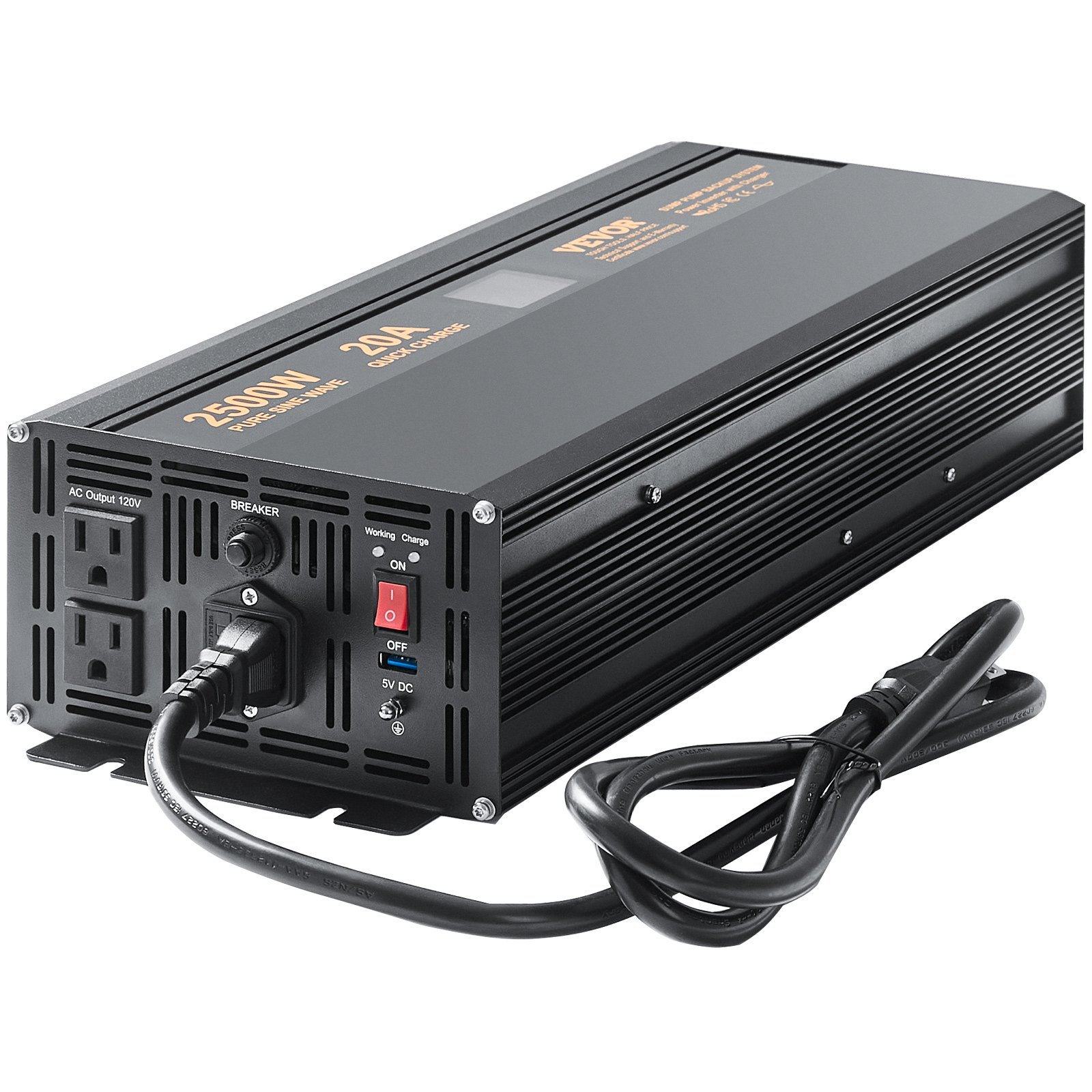 VEVOR 2500W Sump Pump Battery Backup System, LCD Display, Auto Switches to Battery Inverter Power for Continuous Sump Pump Operation, Sump Pump Battery Backup Inverter for Emergency and Power Outage