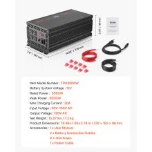 Sump Pump Battery Backup System 3000W LCD Auto Switches to Battery Inverter