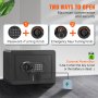 VEVOR safe features password and emergency key options with an external power box for convenience.