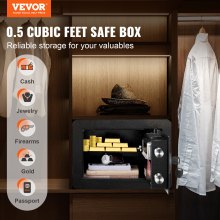 VEVOR Safe, 0.5 Cubic Feet Home Safe, Steel Security Safe with Digital Keypad and 2 Keys, Wall-Mounted Cabinet Safe Protect Cash, Gold, Jewelry, Documents for Home, Hotel, 13.8 x 9.8 x 9.8 inches
