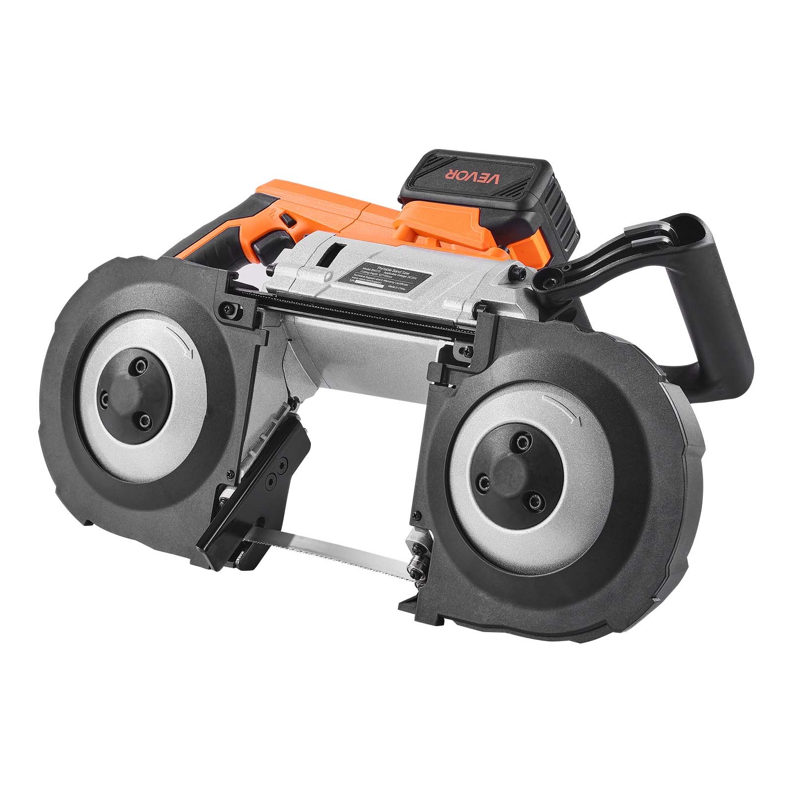 VEVOR 20V Portable Band Saw Kit, 127 mm x 115 mm Cutting Depth, AC 220V, 360W Bandsaw with Brushless Motor, 4.0 Ah Battery, Cordless and Compact Portaband, 0-120 m/min Variable Speed, for Cutting Metal, Wood