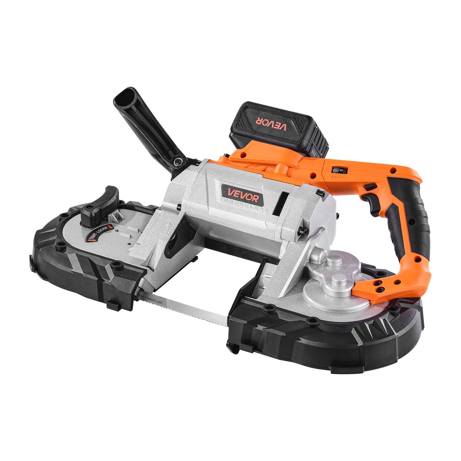 VEVOR 20V Portable Band Saw Kit, 127 mm x 115 mm Cutting Depth, AC 220V, 360W Bandsaw with Brushless Motor, 4.0 Ah Battery, Cordless and Compact Portaband, 0-120 m/min Variable Speed, for Cutting Metal, Wood