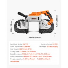 20V Portable Cordless Band Saw 5 Inches Deep Cut Variable Speed (Bare Tool)
