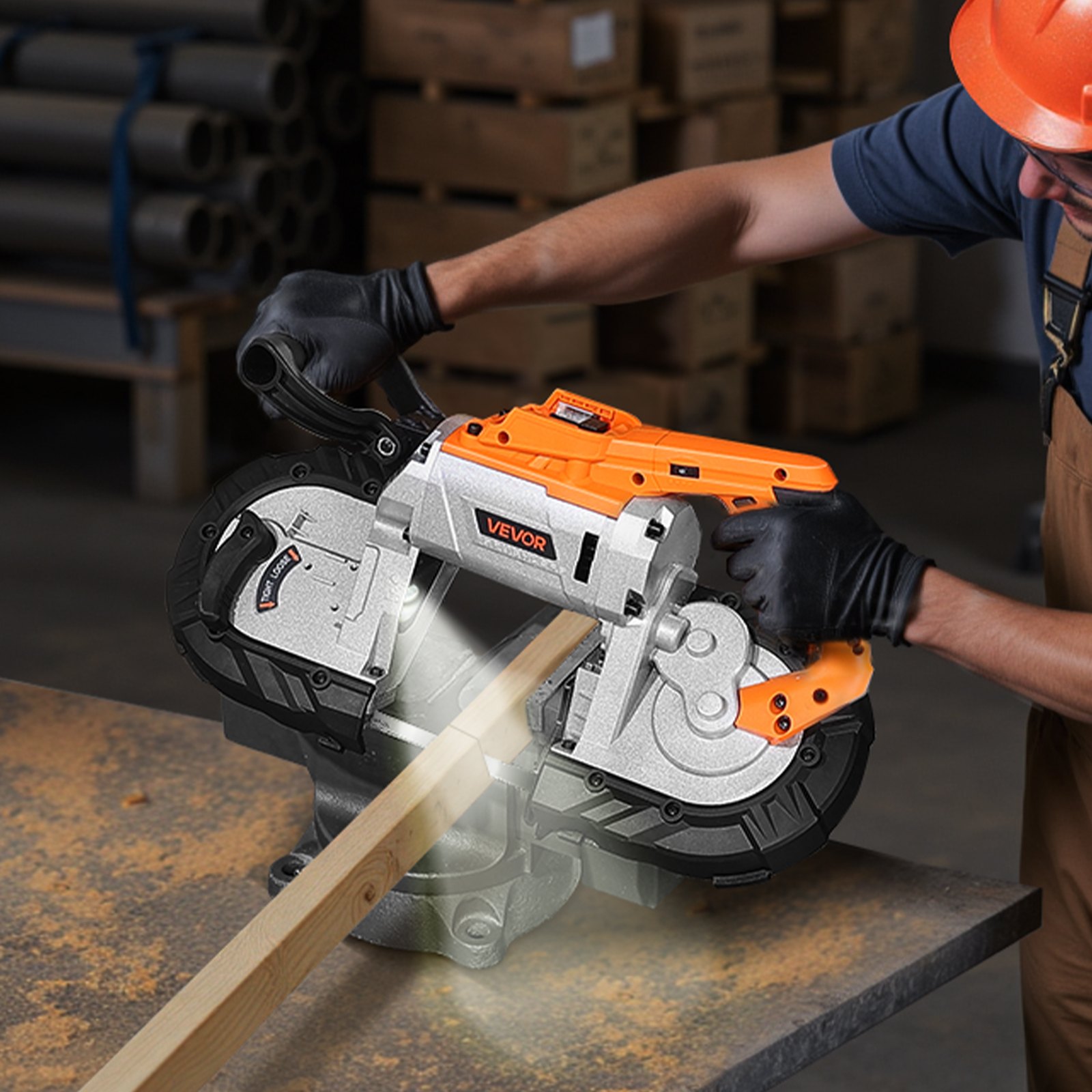 VEVOR Portable Band Saw, 5 Inches Deep Cut, 360W Bandsaw with Brushless Motor, Cordless and Compact Portaband, Hang Hooks, 0-192 m/min Variable Speed, for Cutting Metal, Wood (Bare Tool Only)