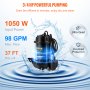 VEVOR Submersible Sewage Pump Water Pump 3/4 HP 5880GPH Cast Iron with Float
