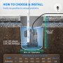 VEVOR Submersible Sump Pump Water Pump 0.5/0.75/1/1.5 HP 66/72/93/98/100GPM Flow