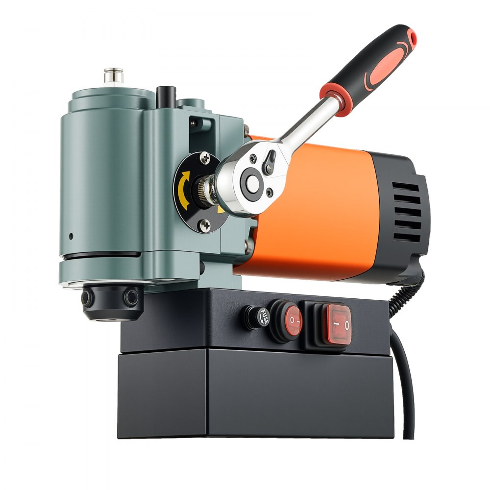 VEVOR Low Profile Magnetic Drill Press, 1300 W, 1.4 in Boring Diameter, 2248 lbf Power Portable Mag Drill Press, 650RPM Speed, with Weldon Shank, for Metal Surface, Industrial and Home Improvement