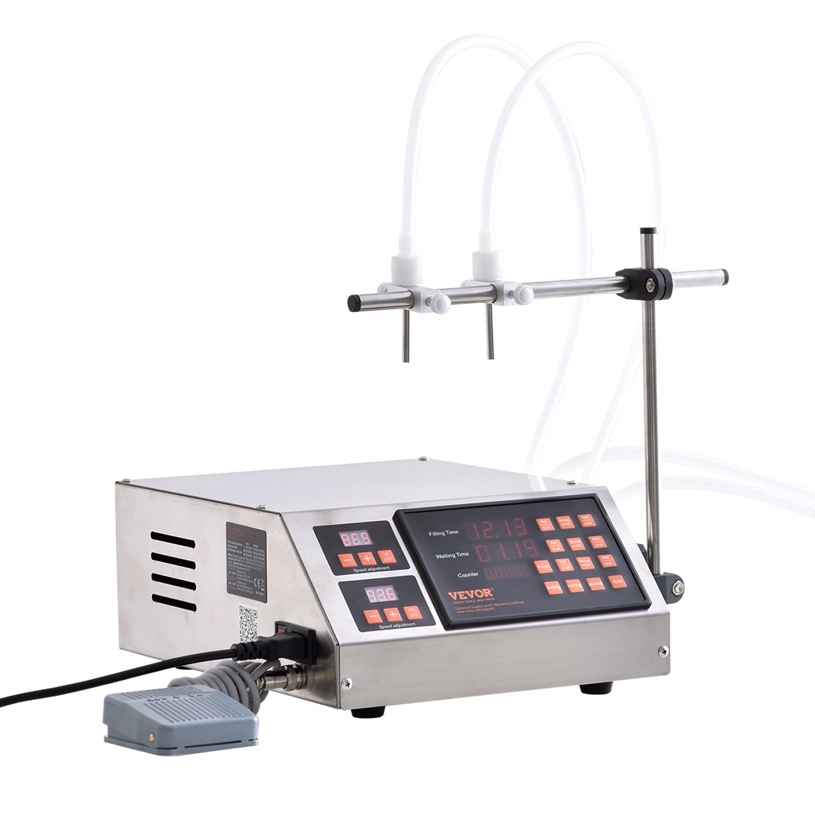 VEVOR Liquid Filling Machine, 5-650ml Filling Capacity, Automatic Bottle Filler Machine, Bottling Machine Peristaltic Pump Digital Control for Milk, Water, Wine, Beverage, Soy Sauce (Double Nozzle)