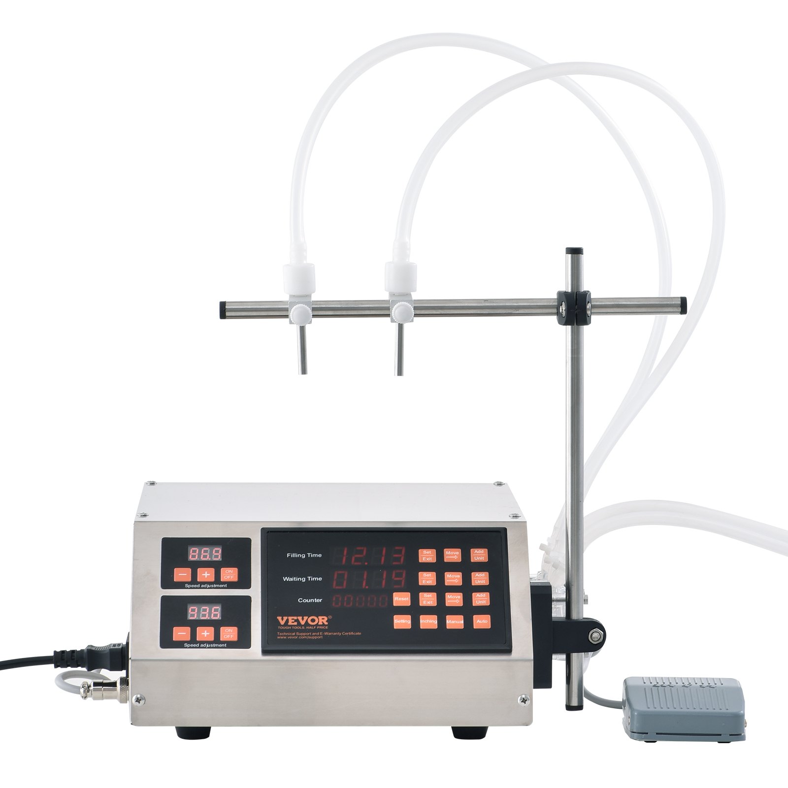 VEVOR Liquid Filling Machine, 5-650ml Filling Capacity, Automatic Bottle Filler Machine, Bottling Machine Peristaltic Pump Digital Control for Milk, Water, Wine, Beverage, Soy Sauce (Double Nozzle)