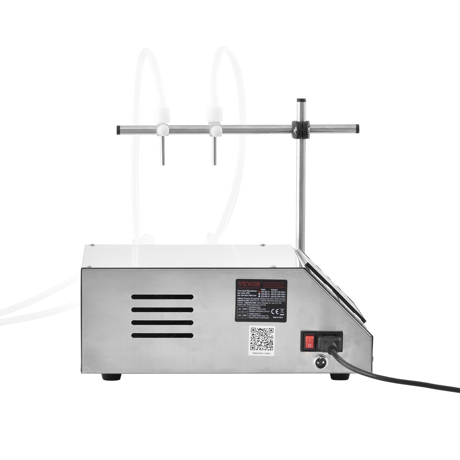VEVOR Liquid Filling Machine, 5-650ml Filling Capacity, Automatic Bottle Filler Machine, Bottling Machine Peristaltic Pump Digital Control for Milk, Water, Wine, Beverage, Soy Sauce (Double Nozzle)