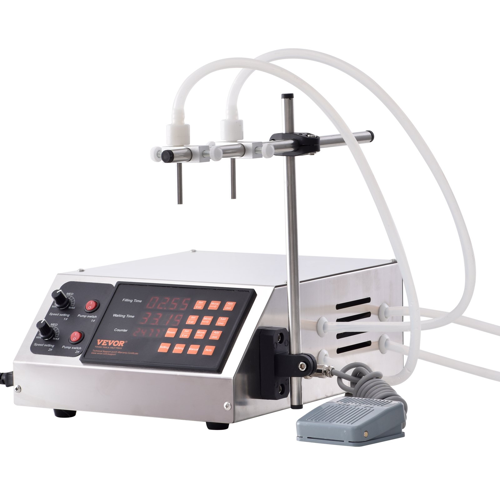 VEVOR Liquid Filling Machine, 30-4000ml Filling Capacity, Automatic Bottle Filler Machine Bottling Machine Digital Control for Milk, Water, Wine, Beverage, Soy Sauce, Vinegar, Alcohol (Double Nozzle)