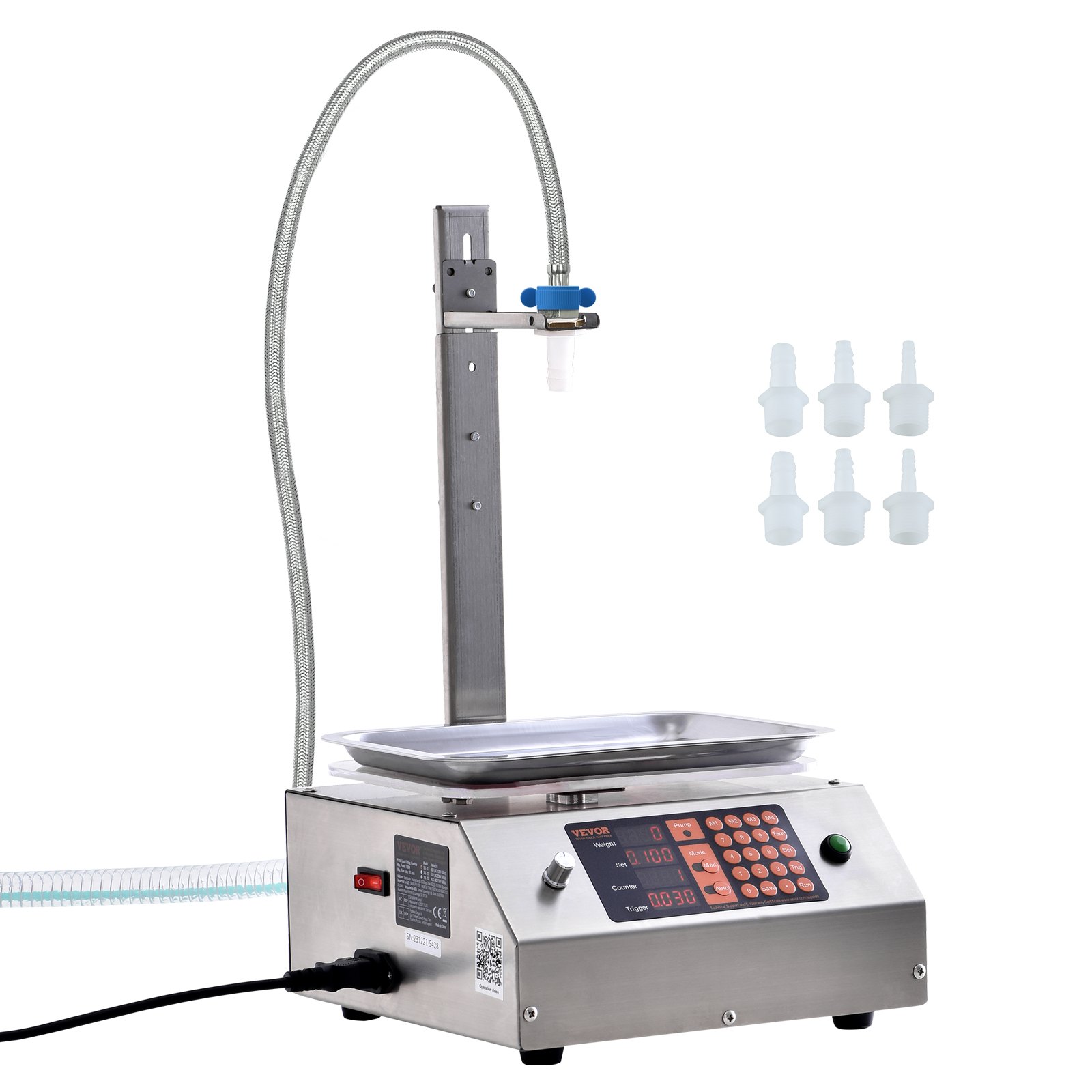 VEVOR Liquid Filling Machine, 30-15000 g Weighing Capacity, Automatic Bottle Filler Machine Bottling Machine Digital Control for Milk, Water, Oil, Wine, Beverage, Detergent, Shampoo (Single Nozzle)
