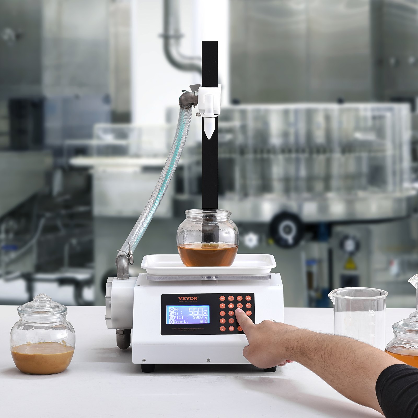 VEVOR Liquid Filling Machine, 50-5000 g Weighing Capacity, Automatic Bottle Filler Machine Bottling Machine Gear Pump Digital Control for Honey, Oil, Wine, Detergent, Viscous Liquids