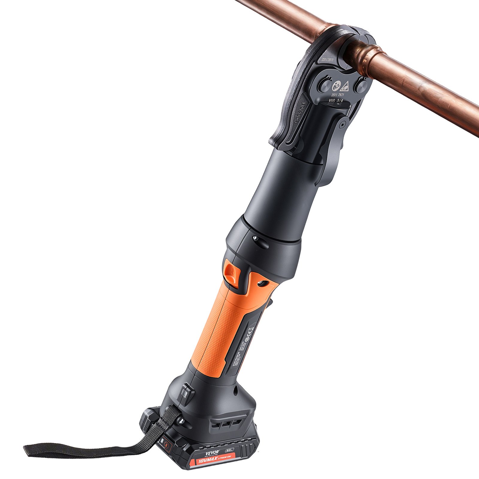 VEVOR Press Tool, 18V Electric Pipe Crimping Tool for 1/2", 3/4", 1" Copper Pipes, 24KN Press Tool Kit Compatible with ProPress - with 3 Press Jaws, 2pcs 18V 2AH Battery, Fast Charger & Carrying Case