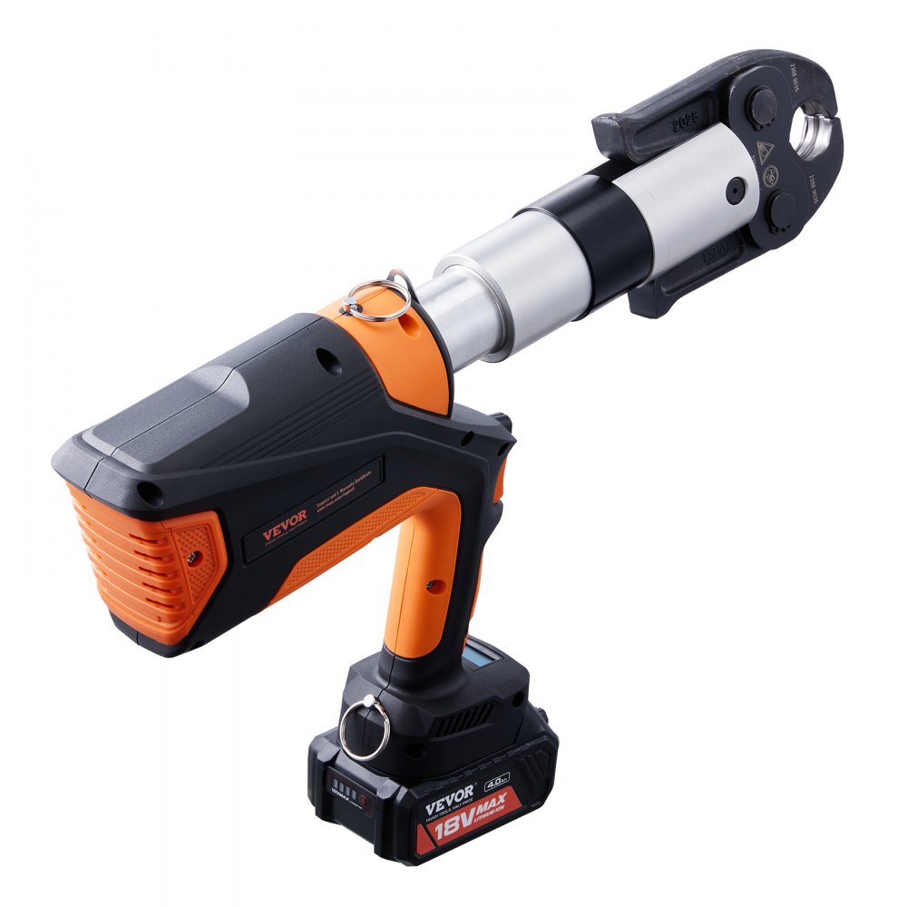 VEVOR Professional 18V Cordless Pipe Crimper, suitable for 1/2"-2" Stainless Steel, Copper, PEX Tubing, features 360° Swivel, Brushless Motor & includes 6 Crimping Jaws