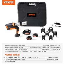 VEVOR Pro Press Tool, 18V Electric Pipe Crimping Tool for 1/2" to 2" Stainless Steel, Copper, PEX Pipes, 360° Rotation Automatic Crimper with Brushless Motor & 6 Pro Press Jaws