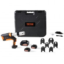 VEVOR Pro Press Tool, 18V Electric Pipe Crimping Tool for 1/2" to 2" Stainless Steel, Copper, PEX Pipes, 360° Rotation Automatic Crimper with Brushless Motor & 6 Pro Press Jaws