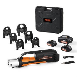 Pro Press Tool, 18V Electric Pipe Crimping Tool for 1/2" to 2" Copper Pipes, Press Tool Kit with 6 Pro Press Jaws, 2pcs 4AH Battery, Fast...