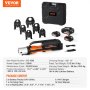 VEVOR pro press tool kit with battery packs, crimping dies, charger, and carrying case.