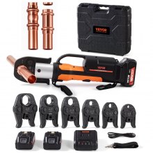 VEVOR Press Tool, 18V Electric Pipe Crimping Tool for 1/2" to 2" Copper Pipes, 32KN Press Tool Kit Compatible with ProPress - with 6 VUS Press Jaws, 2pcs 4AH Battery, Fast Charger & Carrying Case