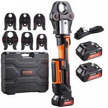 VEVOR Press Tool, 18V Electric Pipe Crimping Tool for 1/2”, 3/4”, 1”, 1 1/4", 1 1/2", 2" Copper Pipes, 32KN Press Tool Kit Compatible with ProPress - with Brushless Motor, 6 VUS Jaws, 2pcs 4AH Battery