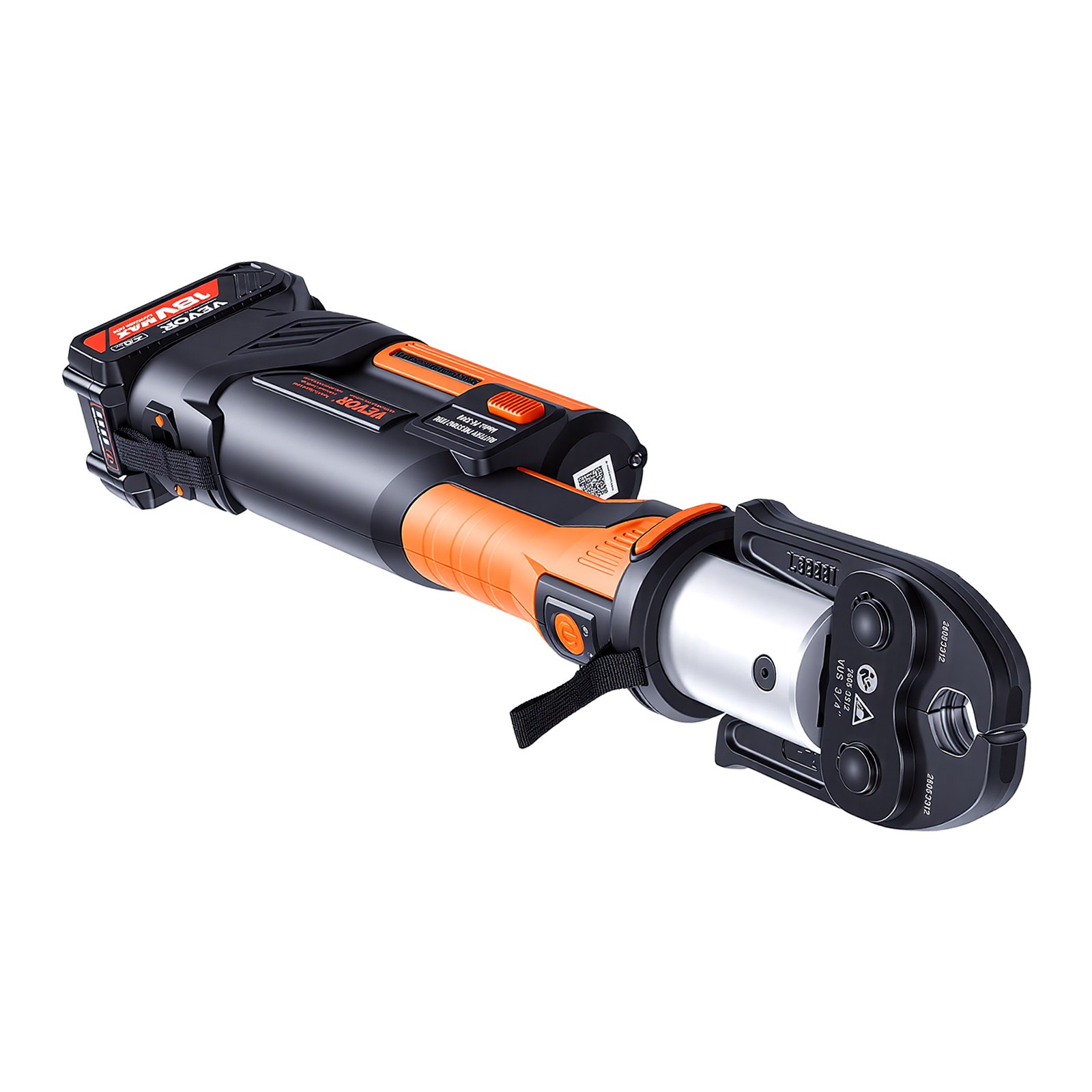 VEVOR Press Tool, 18V Electric Pipe Crimping Tool for 1/2”, 3/4”, 1”, 1 1/4", 1 1/2", 2" Copper Pipes, 32KN Press Tool Kit Compatible with ProPress - with Brushless Motor, 6 VUS Jaws, 2pcs 4AH Battery