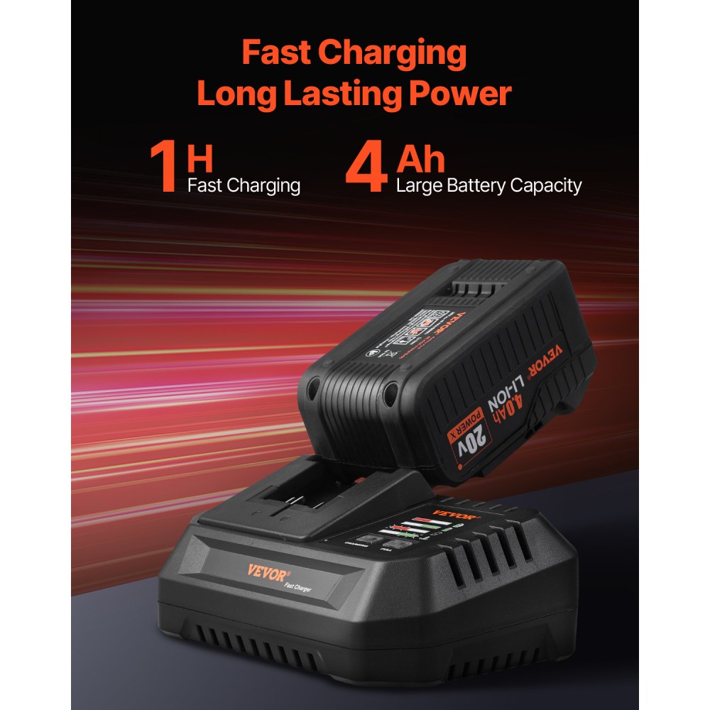 VEVOR Tool Combo Kit, 20V Max Cordless 2-Tool Combo Kit, with 1/2 in Impact Drill, 1/4 in Impact Driver, Compact Cordless Power Tool Combo Kit with 4.0 Ah Batteries, Screws, Charger, and Cloth Bag