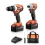 VEVOR Tool Combo Kit, 20V Max Cordless 2-Tool Combo Kit, with 1/2 in Impact Drill, 1/4 in Impact Driver, Compact Cordless Power Tool Combo Kit with 4.0 Ah Batteries, Screws, Charger, and Cloth Bag
