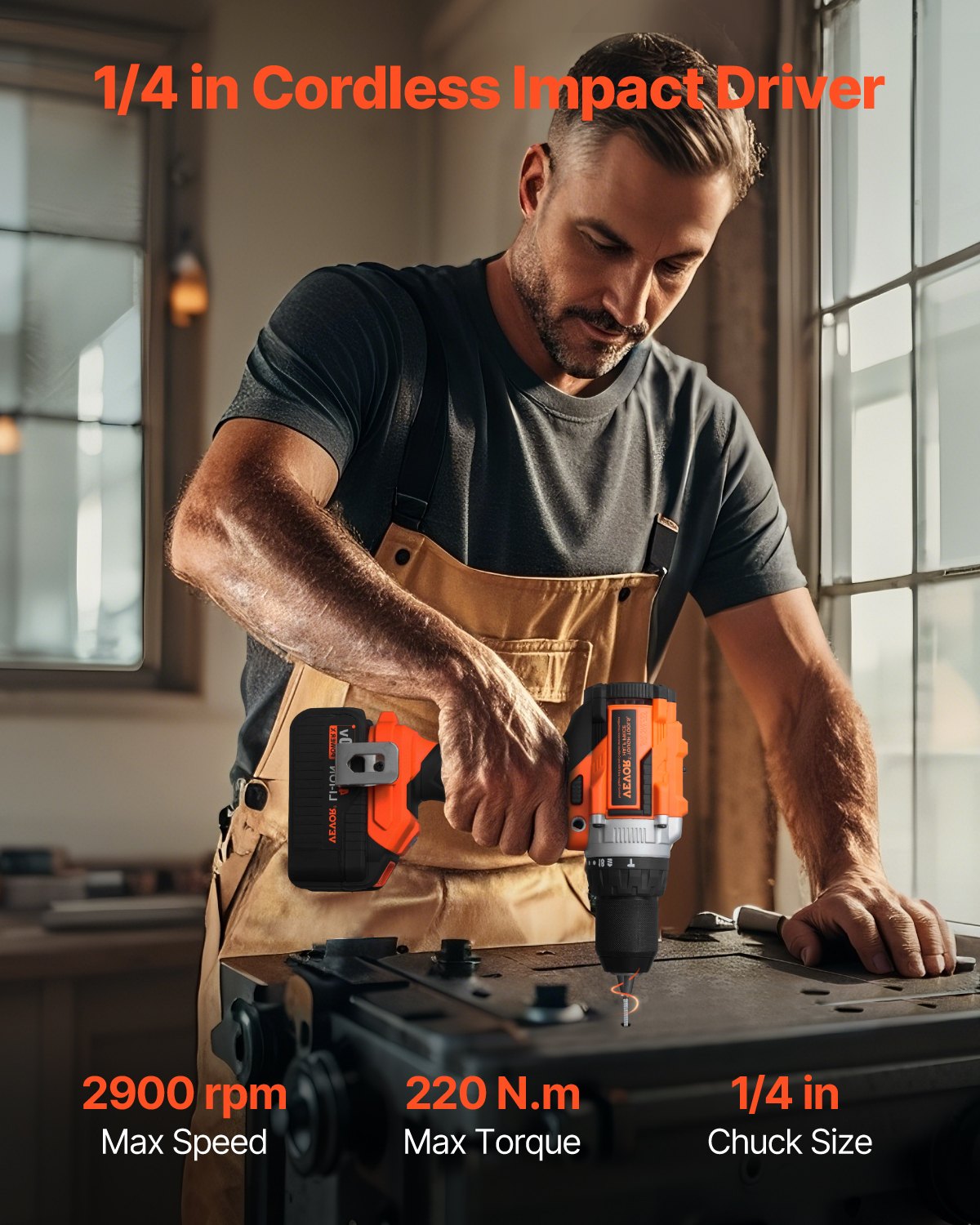 VEVOR Tool Combo Kit, 20V Max Cordless 2-Tool Combo Kit, with 1/2 in Impact Drill, 1/4 in Impact Driver, Compact Cordless Power Tool Combo Kit with 4.0 Ah Batteries, Screws, Charger, and Cloth Bag