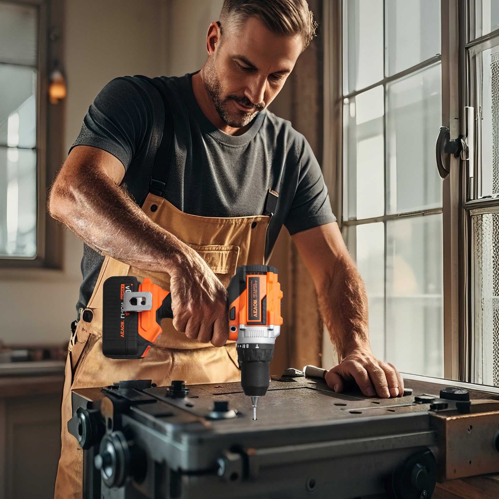 VEVOR Tool Combo Kit, 20V Max Cordless 2-Tool Combo Kit, with 1/2 in Impact Drill, 1/4 in Impact Driver, Compact Cordless Power Tool Combo Kit with 4.0 Ah Batteries, Screws, Charger, and Cloth Bag