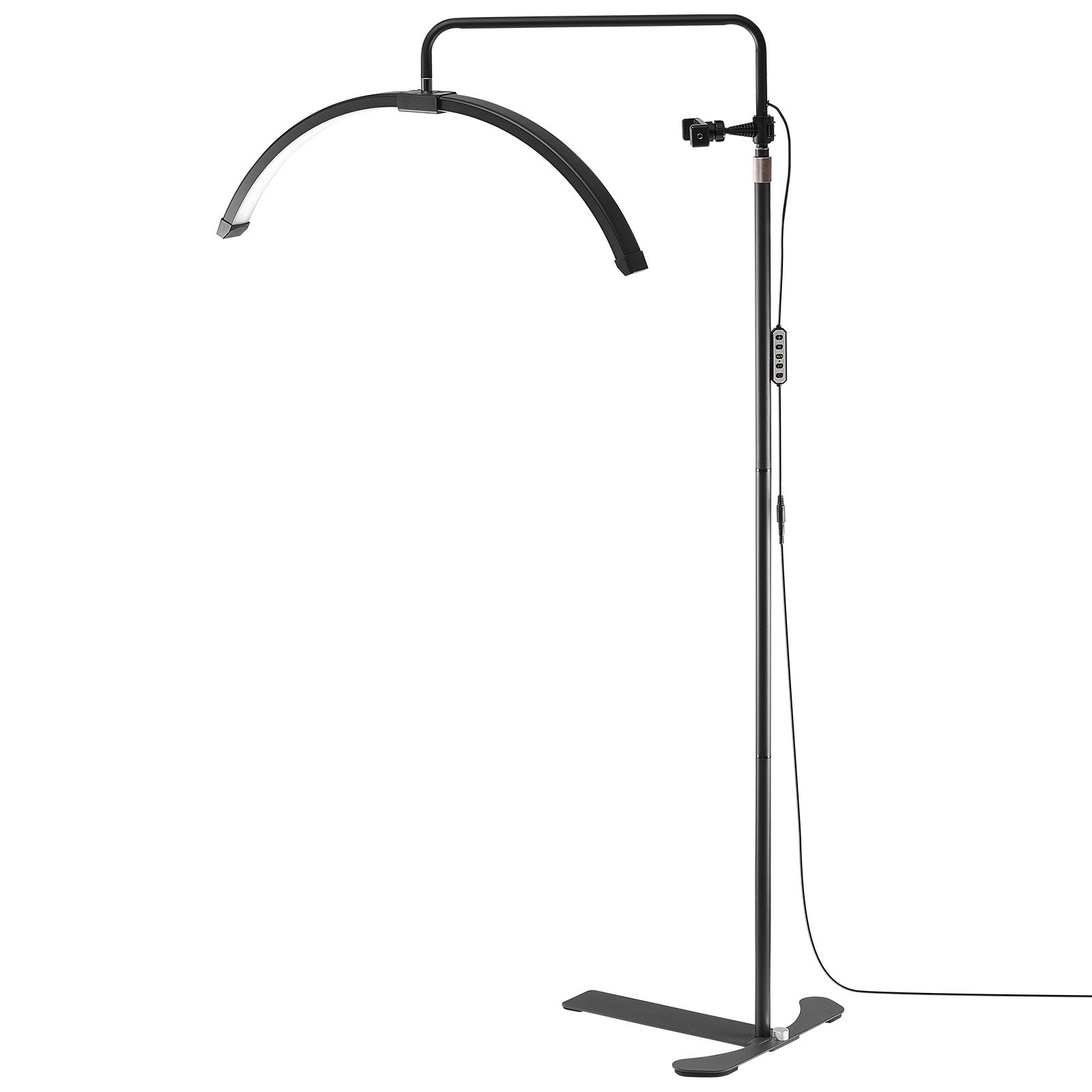 VEVOR Half Moon Light para esteticistas, luminária de chão LED regulável de 26 polegadas para extensões de cílios, luminária para cílios arqueados com suporte para celular, controle remoto, para beleza, cuidados com a pele, sobrancelhas, tatuagem