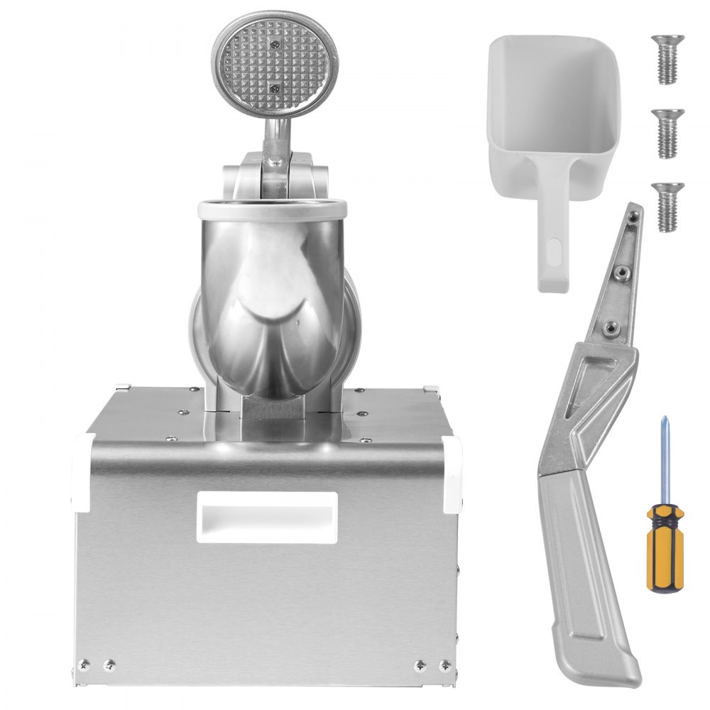 VEVOR 110V Commercial Snow Cone Machine, 500LB/H Commercial Snow Cone Maker, Electric Shaved Ice Machine w/Dual Blades, Stainless Steel Ice Crusher Shaver w/ 20Qt Ice Basin, 250W Snowball Machine 1420RPM