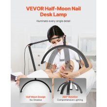 Nail Desk Light 20 W Clip on Half Moon Lash Light with Phone Holder Arched LED