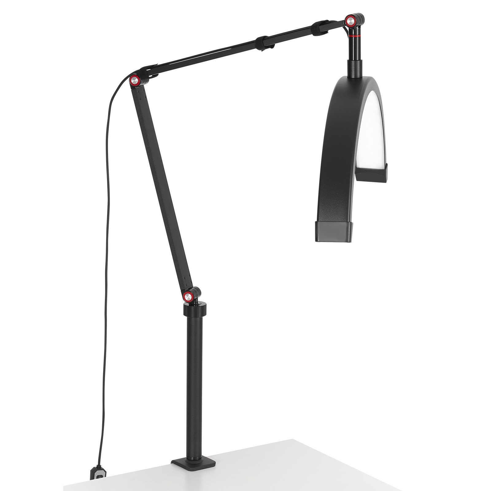 VEVOR Nail Desk Light, 20 W Clip on Half Moon Lash Light with Phone Holder, Adjustable Brightness and Color Temperature, Arched LED Table Lamp for Nail Tech, Tattoo Artists, Beauty, Eyelash Extensions