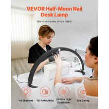 Nail Desk Light 40 W Half Moon Desk Lamp with Phone Holder Adjustable Brightness