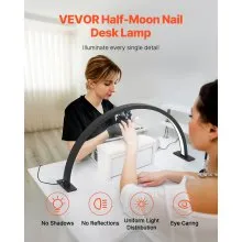 Lámpara de escritorio Nail Desk Light de 30 W con forma de media luna y soporte para teléfono con brillo ajustable