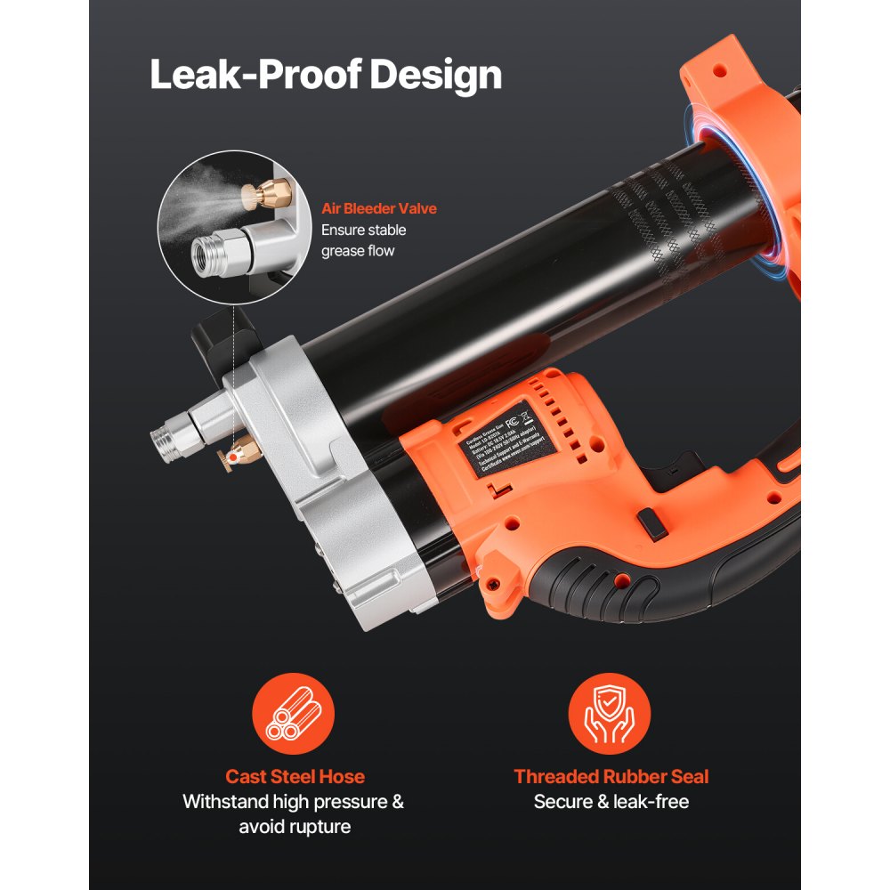 VEVOR Cordless Grease Gun, 8000 PSI Max Pressure, Electric Grease Gun with LED Light & 35.4-inch Long Hose, Compatible with 18V Makita Batteries, Suitable for Greasing Vehicles or Machines(Tool Only)