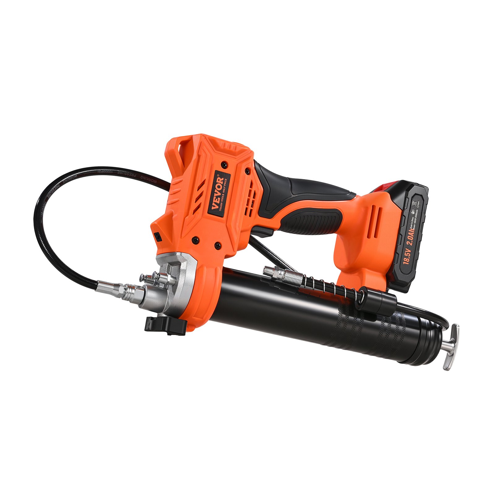 VEVOR Cordless Grease Gun, 8000 PSI Max Pressure, 20V Electric Grease Gun with 2.0 Ah Battery & LED Light, 35.4-inch Long Hose & Carrying Case, Variable Speed Triggers, Vehicles or Machines Greasing