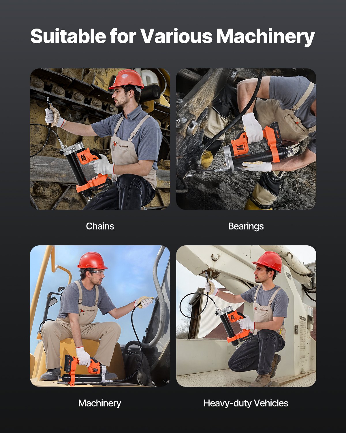 VEVOR Cordless Grease Gun, 8000 PSI Max Pressure, 20V Electric Grease Gun with 2.0 Ah Battery & LED Light, 30-inch Long Hose & Carrying Case, Variable Speed Triggers, Vehicles or Machines Greasing