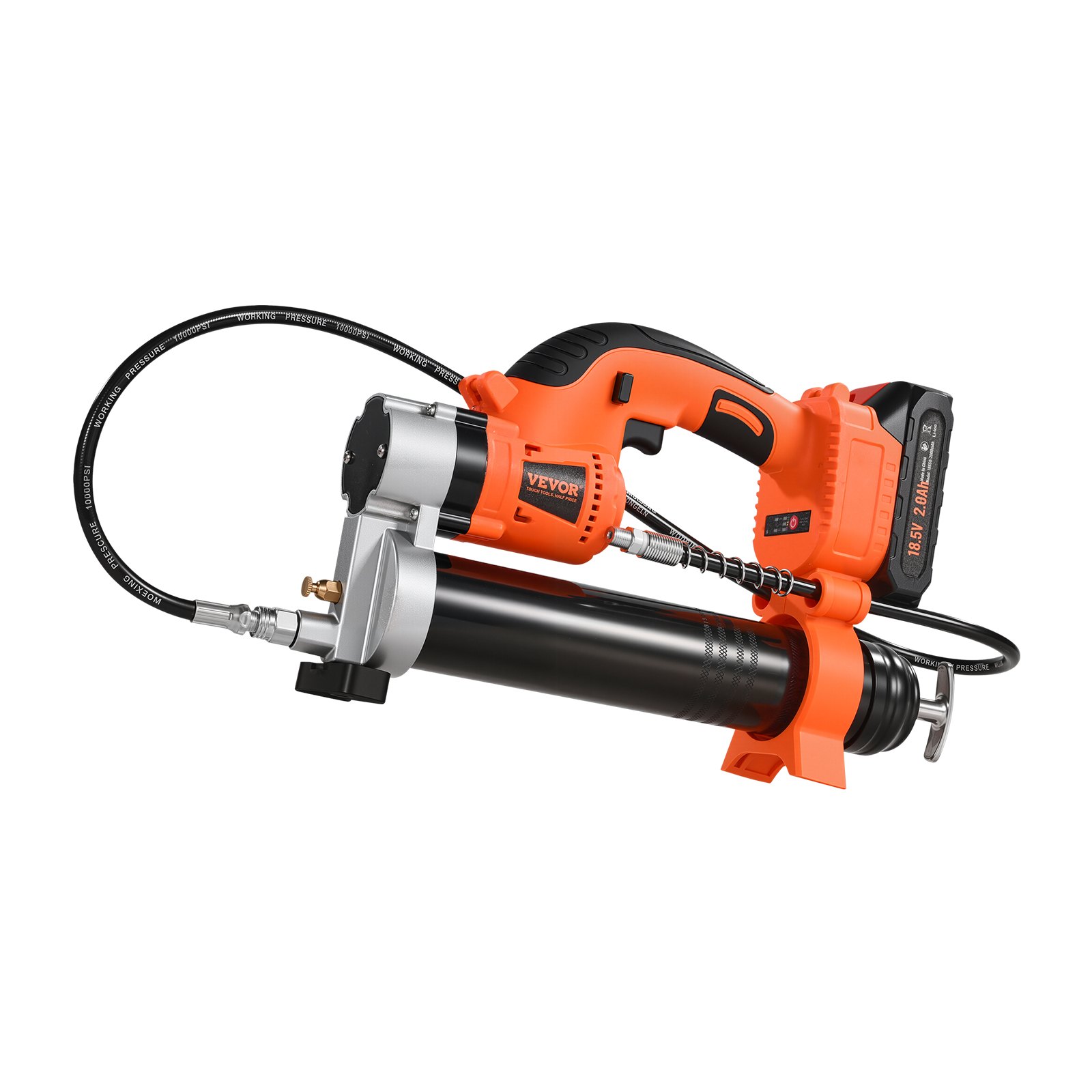 VEVOR Cordless Grease Gun, 8000 PSI Max Pressure, 20V Electric Grease Gun with 2.0 Ah Battery & LED Light, 30-inch Long Hose & Carrying Case, Variable Speed Triggers, Vehicles or Machines Greasing